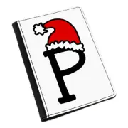 Letter P Christmas Hat Passport Holder Cover Case Red Santa Father Kids Alphabet