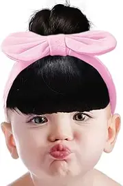 yupeuooe Bowknot Wigs for Baby Girls - Bangs Wig Headband for Toddler - Easy To Wear Comfortable Headwear for Celebrations Stage Performances Parent-Child