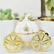 White Gold Rhinestone Princess Cinderella Crystal Pumpkin Carriage Trinket Box