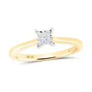 10K YELLOW GOLD PRINCESS DIAMOND SOLITAIRE RING 1/6 CTTW