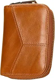[DEARMAMY] 1pc Leather Zipper Cards Bag Magnetic Card Wallet Holder Brown Vintage Design Fashion Wallet Mini Cards Bag Id Card Storage