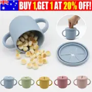 Baby Feeding Silicone Food Snack Cup with Lid BPA-Free Toddler Trainer Cup Bowl