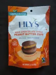 (1) Lily's Milk Chocolate Peanut Butter Cups 40% Cocoa 3.2 Oz No Sugar Added !