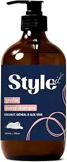 Style It Gentle Puppy Shampoo, 500ml - All Natural Ingredients for Furbaby Skin, Deodorising, Coconut, Oatmeal & Aloe Vera, Soap Free, Paraben & Sulphate Free, PH Balanced, Australian Made