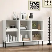 Costway6-Cube Wooden Open Bookshelf with 5 Metal Legs-White