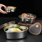 350/900/1900ml Food Container Leak-proof Meal Prep Food Grade Lunch Box Silver