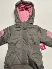 Wippette Baby Girl Snowsuit Gray and Pink Fleece Lined - 18M - NWT