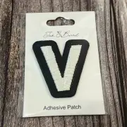 Letter “V” Adhesive Patch 2” Black/White