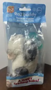 NEW Raz Buddy Baby Teether Holder Cow Plush Detachable Sealed Package