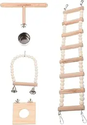 1 Set Wooden Bird and Hamster Climbing Ladder Swing and Platform for Fun and Exercise Safe Durable Design for Pets for Hamsters and Parrots