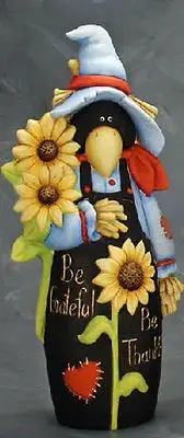 Ceramic Bisque Ready to Paint Be Grateful, Be Thankful Country Scare "Crow" 12"T