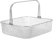 [Ciieeo] Square Air Fryer Basket Stainless Steel Replacement with Handle for Even Cooking Multi-purpose Baking Frying for French Fries Fried Chicken
