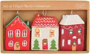 Mud Pie Paper Mache Home Christmas Ornament Set, 3 1/2" x 2 1/2"