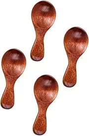 Cabilock 4pcs Wooden Baby Spoons Short Handle Mini Spoon Set Safe for Toddlers Great for Feeding
