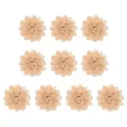 10Pcs 3.9" Chiffon Flowers Fabric Flower Sewing Fabric Appliques Khaki