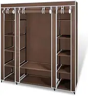 Portable Wardrobe Closet with Compartments, 45x150x176 cm, Brown Fabric Storage Organizer for Clothes, Shoes, and More - Durable Non-Woven Fabric and Moisture