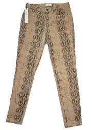Nicole Miller Womens 4 SOHO Jeans High Rise Skinny Denim Pants Animal Print Tan