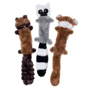 ZippyPaws Skinny Peltz - Chipmunk, Lemur, Monkey - No Stuffing Squeaky Dog To...