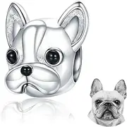 [FOREVER QUEEN] Dog Charm, 925 Sterling Silver Cute Loyal Partners French Bulldog Doggy Animal Pet Bead Charms fit Pandora Charms for Pandora Bracelets Jewelry, Animal Lovers BJ09001