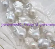 Huge Natural White Fishtail Shape Freshwater Baroque Pearl Loose Beads 15''