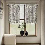 1 Panel Semi Sheer Printed Short Valance Curtains, Rod Pocket Window Treatments Light Filtering Privacy Small Drape Window Valance for Kitchen Bedroom Living Room, WxL(B,60x90cm(24x35in))