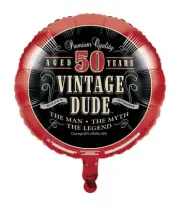 Vintage Dude 50th Birthday Foil Balloon 18" Fifty The Man Myth Legend Decoration