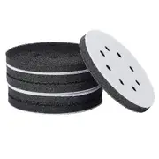 6PCS 5 Inch(125mm) 8-Hole Soft Sponge Interface Pad for Sanding Pads and Hook&Loop Sanding Discs fo Black