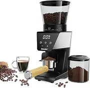 Burr Coffee Grinder, Electric Burr Digital Mill with LCD Display, Adjustable Grind Settings, Black