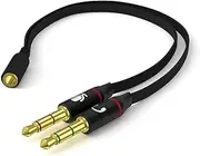 Mizi (2Pack Headphone Splitter for Computer 3.5mm Female to 2 Dual 3.5mm Male Audio Splitter Cable Microphone Stereo Jack Earphones Port Cord Gaming Headset to PC Laptop Adapter -Black