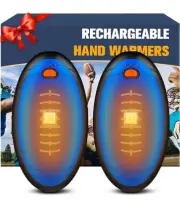Hand Warmers Rechargeable 2 Pack Electric Portable Pocket Heater- Football Look