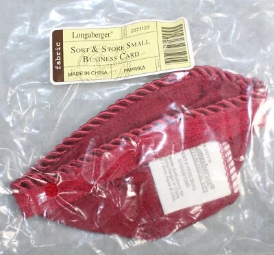 Longaberger Paprika Red Sort & and Store Business Card fabric line 2371127 NEW