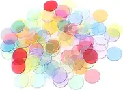 BCOATH 300pcs Colorful Transparent Bingo Game Chips Plastic Counters for Counting Sorting Math Learning Mixed Colors for Classroom Home Use