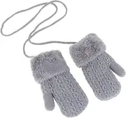 [SAFIGLE] Knitted Gloves Windproof Snow Ski Gloves Winter Touchscreen Gloves Children Ski Gloves Working Gloves Winter Gloves Winter Warm Gloves Snow Gloves Mittens Light Grey