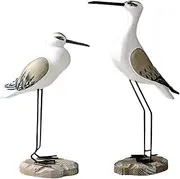 2PCS Wooden Birds Decor, Seagull Decor with Stable Base, Bird Figurines for Bookcase Bedside Table Entrance Hall TV Cabinet Coffee Table