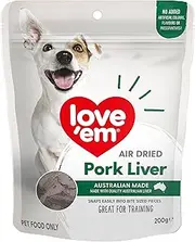 love'em Air Dried Treats, Pork Liver 200g - Tasty Bite Sized Training Treats, Protein Support for Healthier Rewards