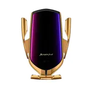 R1 Smart Induction Car Phone Holder Wireless Charging Car Holder Bluetooth Positioning Car Charger Gold