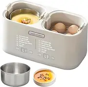 Boiler Eggs Electric Poacher Egg Cooker Maker with Six Different Functions, Equipped Stainless Steel Steamed Egg Bowl, White