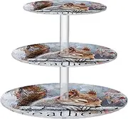 miaozhen Oil Painting Breathe Animal Squirrel Cloud White Acrylic Circular Tray Spill-Proof Three-Layer Circulars Display Stand Dressing Room Almacenamiento Para Perfumes
