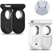 ZANZER [2 Pcs] for Galaxy SmartTag2 Case with Invisible Pin, Full Protective Anti-Slip Soft Silicone Case for Samsung Galaxy Smart Tag 2 for Kids Pet Clothing Backpack Luggage (Black+White)