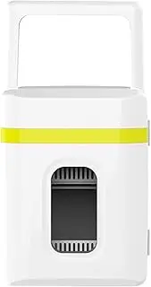 Mini Fridge 10 Liter Small Refrigerator Portable, Cooler & Warmer 28 Db Silent Running with Carry Handle,for Drinks Foods Skincare Home Office Dorm Car,White+Yellow