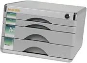 koolsoo File Cabinet Desktop Drawer Filing Cabinet Multi Layer Locking Premium Filing Organizer Aluminum Alloy Document Storage Box, with 4 Drawers