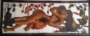Lovers Art - Radha & Krishna - Diving Love & Bliss - Batik Pointillism Cloth
