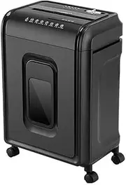 Heavy Duty Cross-Cut Paper Shredder, 10-Sheet Shredder for Home Small Office Use with Removable Universal Wheels, Cross Cutter Electric Machine with 23-Litre pullout Waste bin, Black