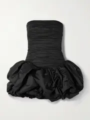 [Aje] Aje - Violette Strapless Ruched Cotton Mini Dress - Black - UK 16 UK 16 Black