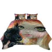 Faces of Faery #224 Sunset Girl with Her Baby Goat Coverlet