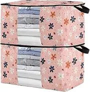 sanluoli 90L 2 Pack Underbed Shoe Storage Organizer with Reinforced Handles, clear window Closet Storage Bin