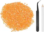 uxcell 4000pcs Flatback Rhinestones Resin, SS16 4mm Resin Rhinestones Bulk Round Shine Gems with Pickup Tools for DIY Nail Art Tumblers Mugs Clothes, Orange