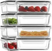30Oz Glass Meal Prep Containers with Lids, 8-Pack Food Storage Set