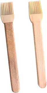 2Pcs Silicone Basting Brush with Wooden Handle Heat Resistant Baking Utensil for Grilling BBQ and Pastries Food Grade Silicone Bristles for Precise Sauce Application