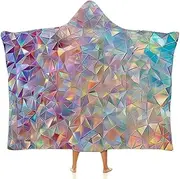 [Ausinbed] Rainbow Opal Wearable Cloak Hooded Blanket Fleece Hooded Robe Cloak Arctic Velvet Warm Throw Quilt Poncho Soft Nap Blanket Novelty Blanket Air Conditioning Blanket,40"x50"